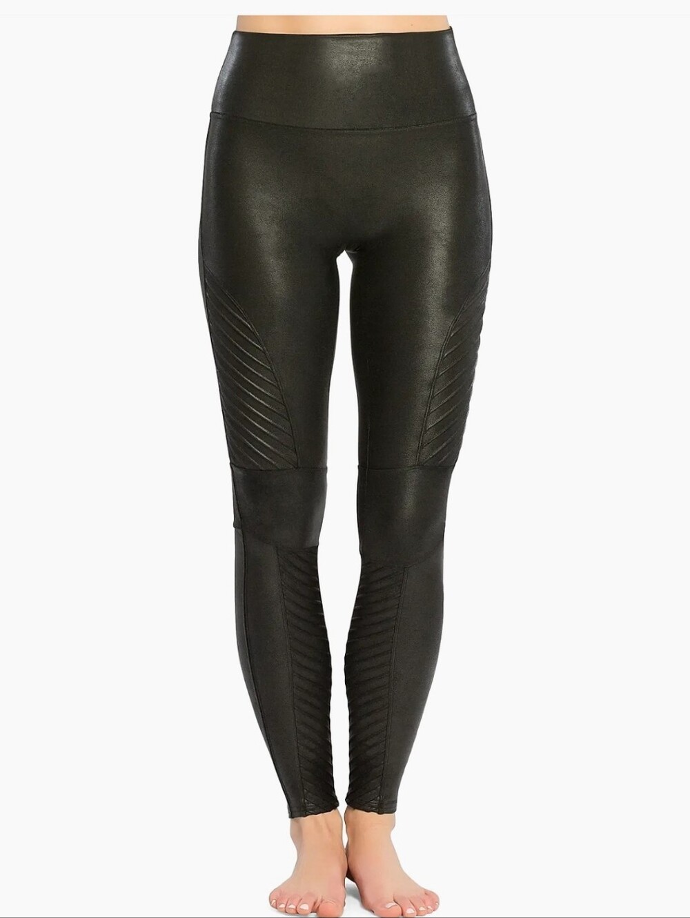 Spanx Faux Leather Black Moto Leggings Size Medium